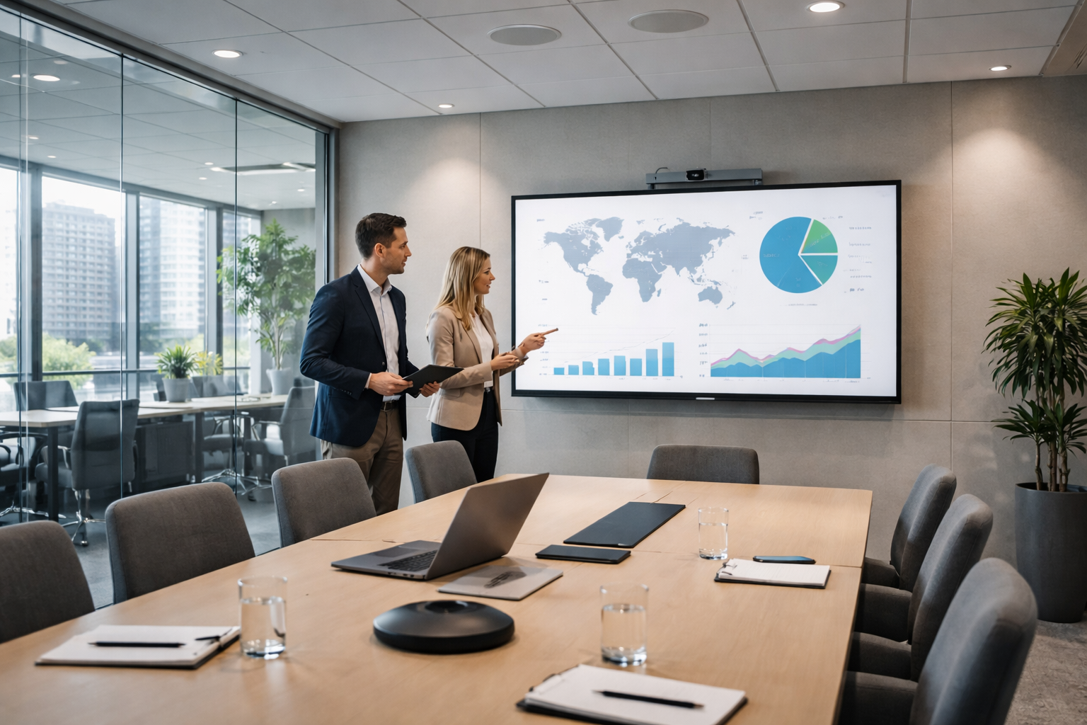 Modern boardroom systems and conferencing environment